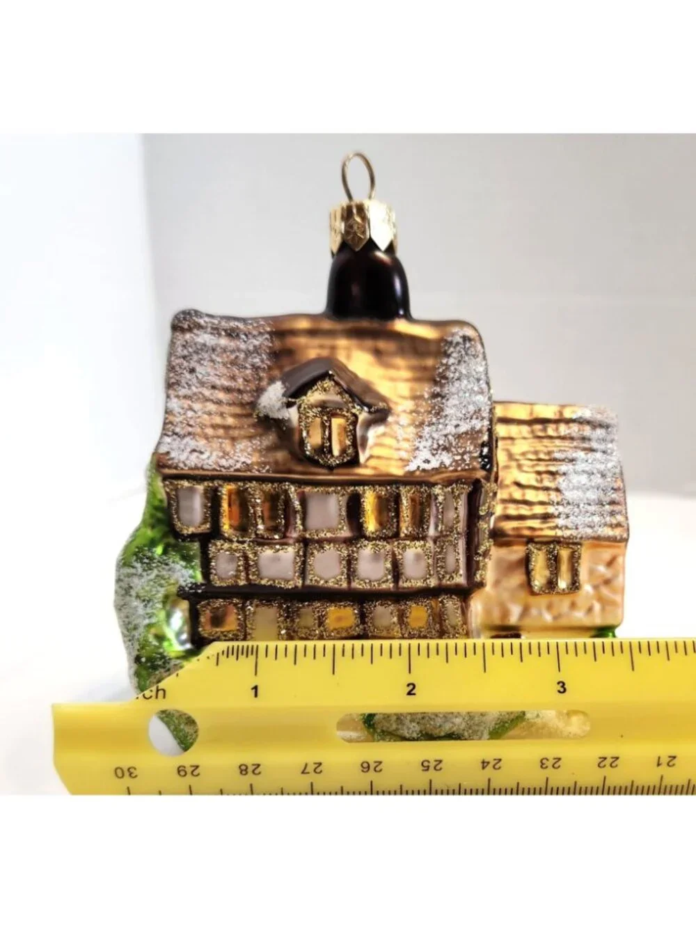 Chalet Cottage Christmas Ornament With Glitter Accents & European Style Design